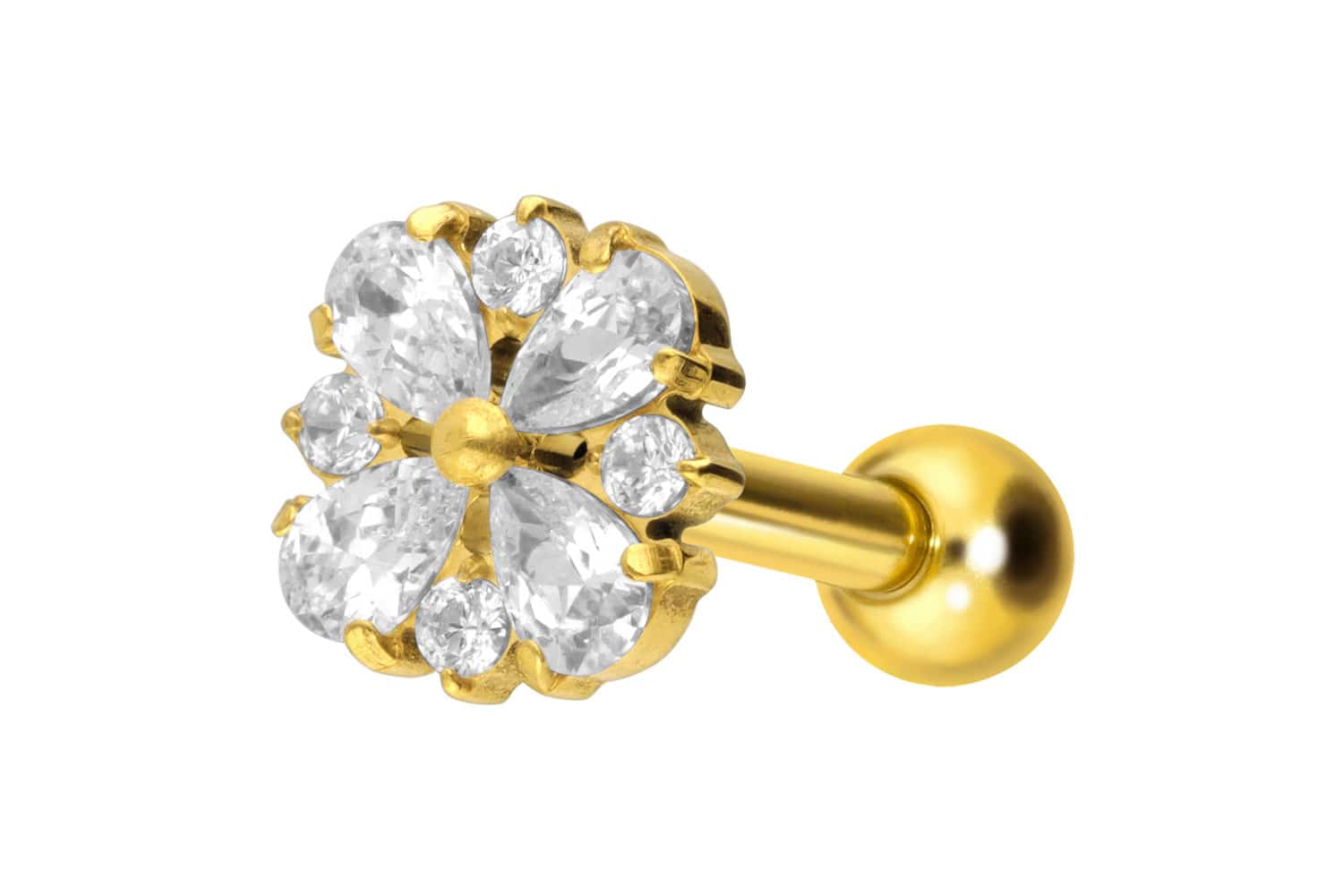 Titan Ohrpiercing mit Innengewinde KRISTALLORNAMENT